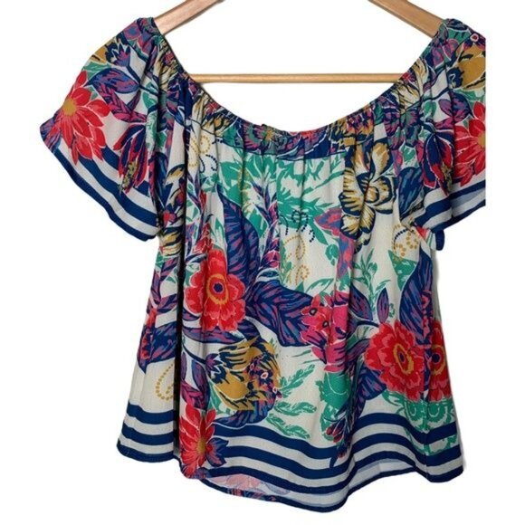 Flying Tomato Small Off Shoulder Boho Floral Peasant Blouse Summer Festival Top - Picture 9 of 11